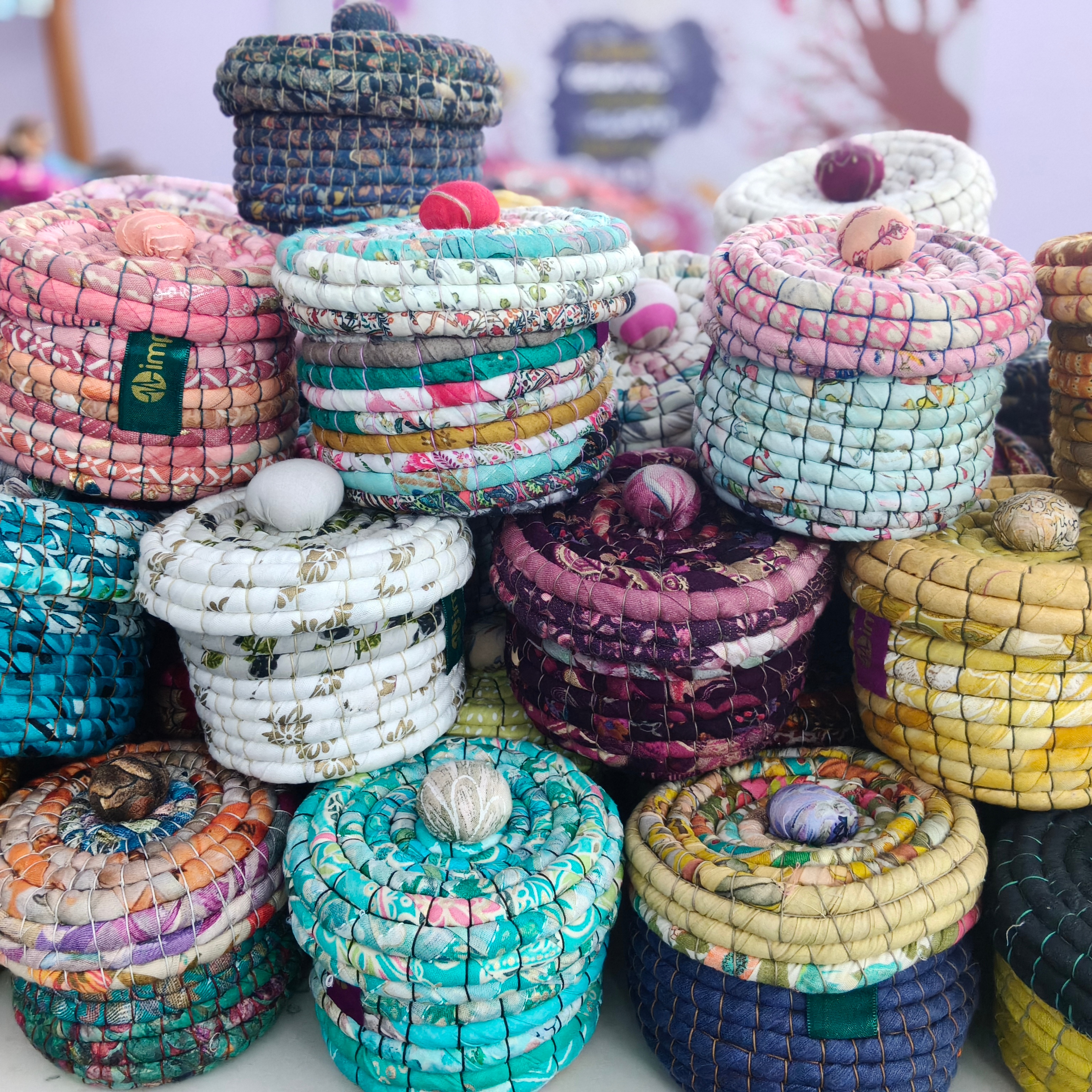 Handmade Fabric Bowl with Lid-Medium